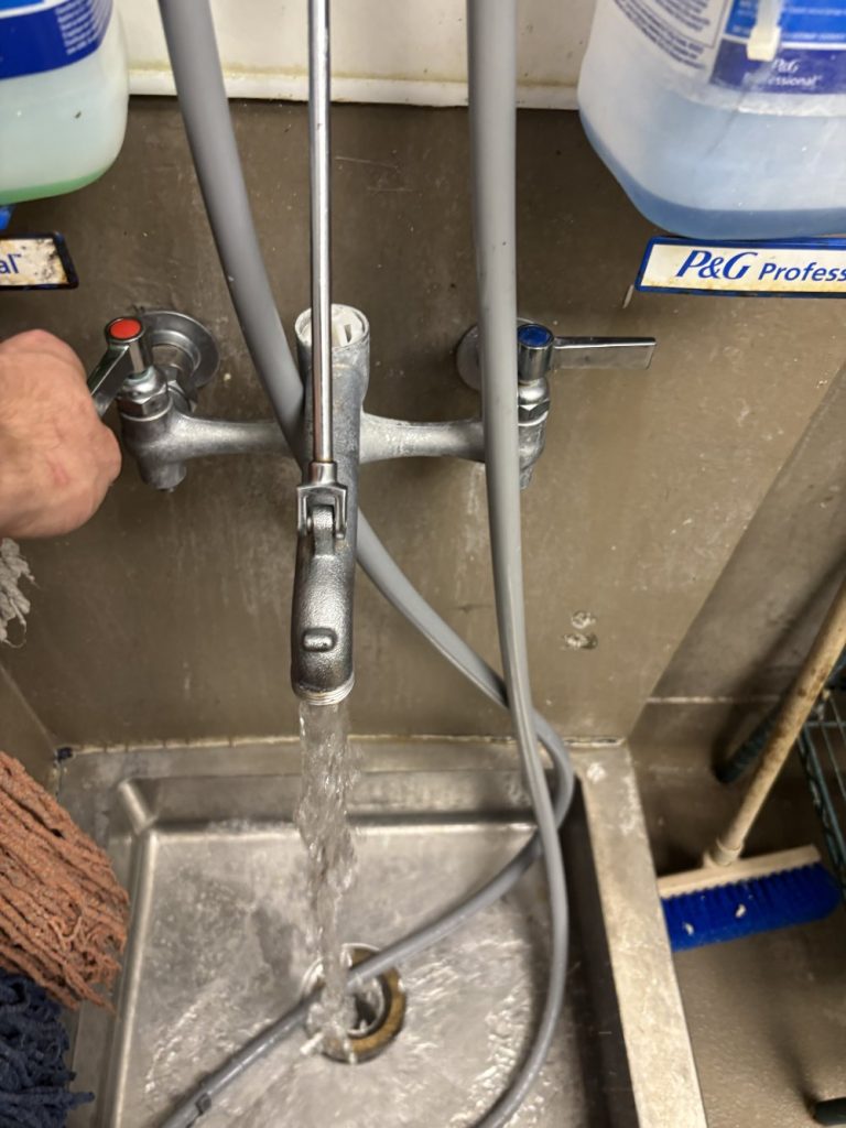 Commercial faucet and sink.