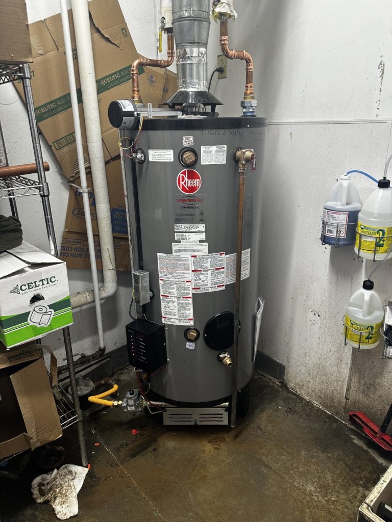 Rheem water heater in a business.
