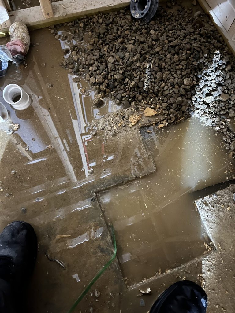 Water leak on the basement floor