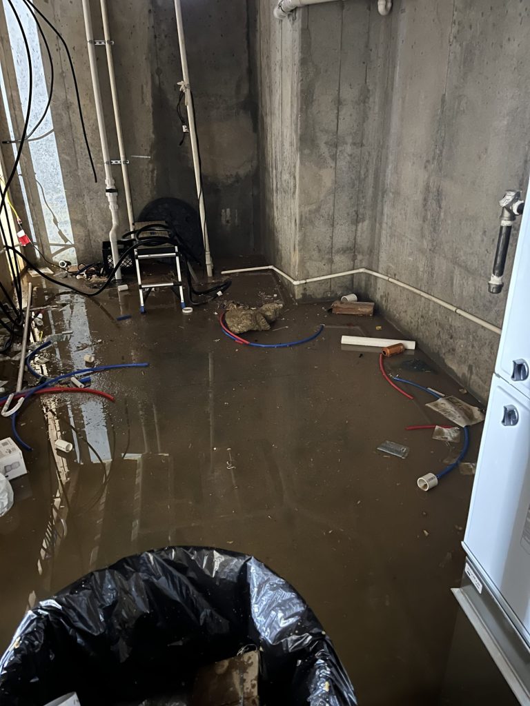 Basement flooding from broken pipes