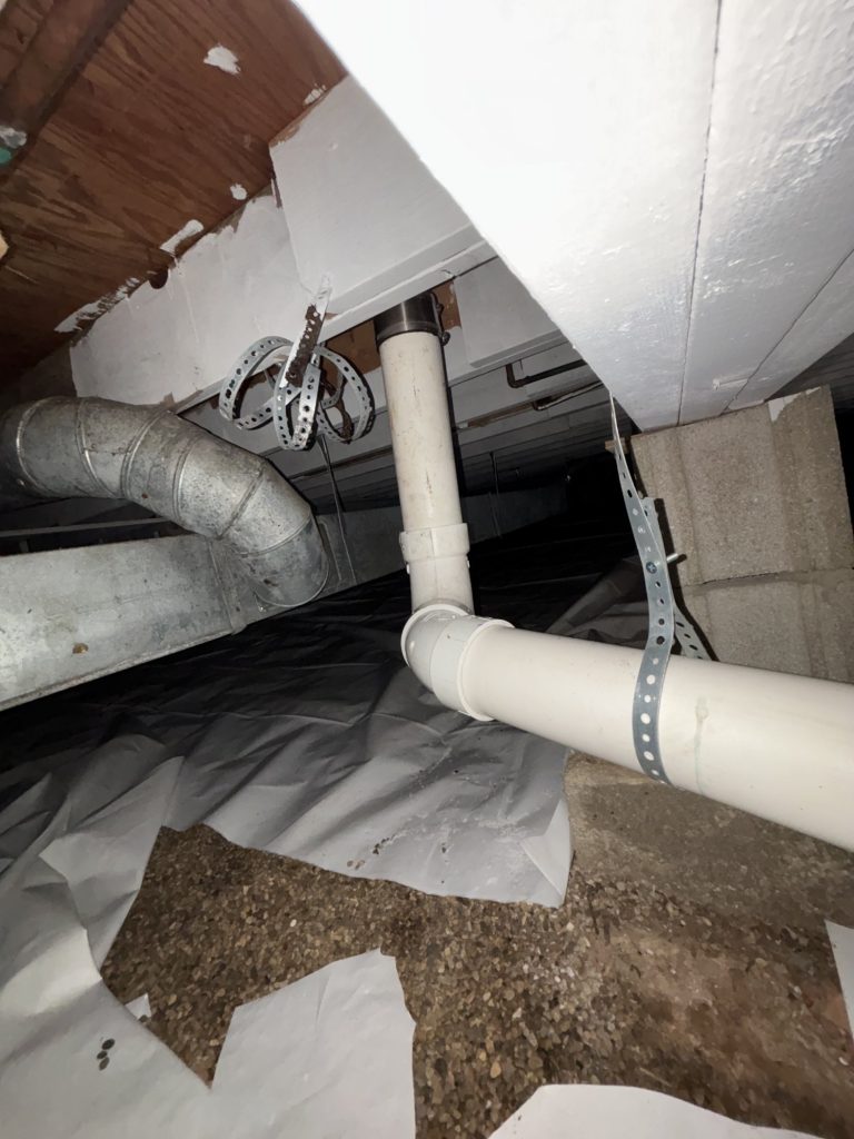 A finished home repiping project in a crawl space.