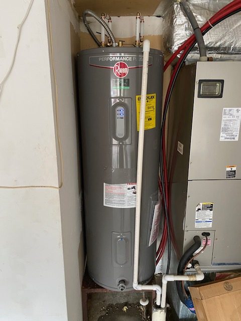 Rheem water heater after being repaired