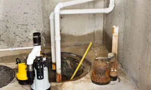 sump pump discharge line clogged